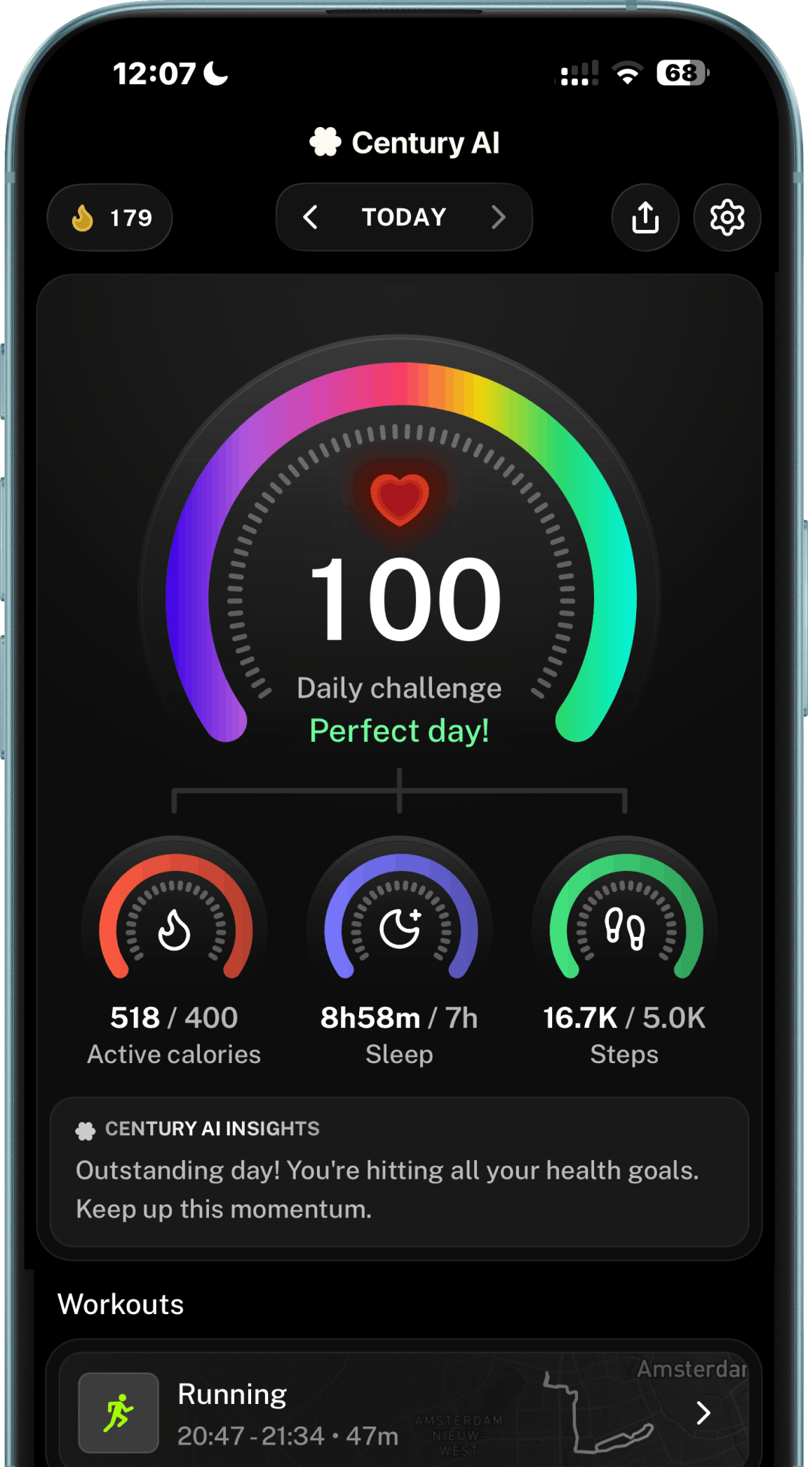 Oura Ring as a WHOOP alternative in Century AI